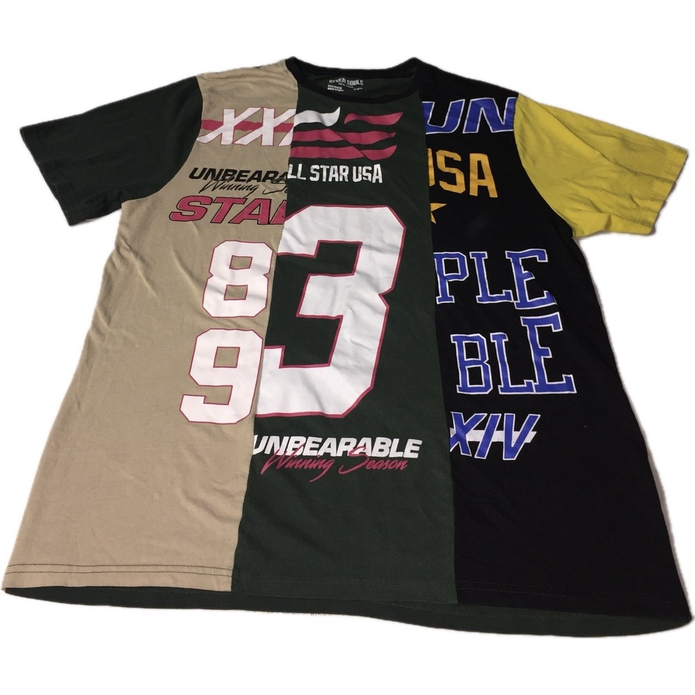 Seven Souls New York Shirt Men's Multicolor Racing Number Tee Size 2XL